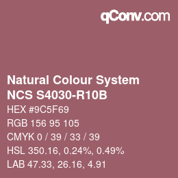 カラーコード: Natural Colour System<br>NCS S4030-R10B - Braunrot | qconv.com