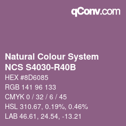 カラーコード: Natural Colour System<br>NCS S4030-R40B - Violett | qconv.com