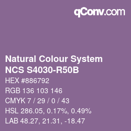 カラーコード: Natural Colour System<br>NCS S4030-R50B - Violett | qconv.com