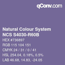 颜色代码: Natural Colour System<br>NCS S4030-R60B - Violett | qconv.com