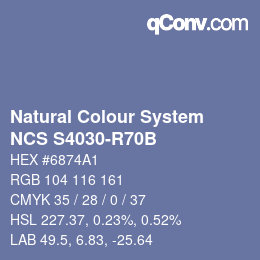 Color code: Natural Colour System<br>NCS S4030-R70B - Blau | qconv.com