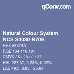 Color code: Natural Colour System<br>NCS S4030-R70B - Blau | qconv.com