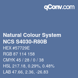 カラーコード: Natural Colour System<br>NCS S4030-R80B - Blau | qconv.com