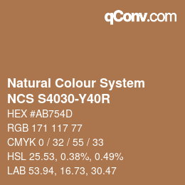 Color code: Natural Colour System<br>NCS S4030-Y40R - Braun | qconv.com