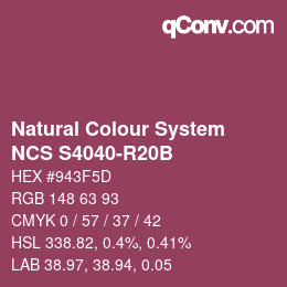 カラーコード: Natural Colour System<br>NCS S4040-R20B - Bordeaux | qconv.com
