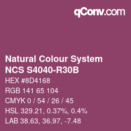 カラーコード: Natural Colour System<br>NCS S4040-R30B - Violett | qconv.com