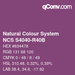 Color code: Natural Colour System<br>NCS S4040-R40B - Lila | qconv.com