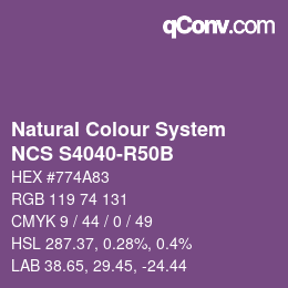 カラーコード: Natural Colour System<br>NCS S4040-R50B - Lila | qconv.com