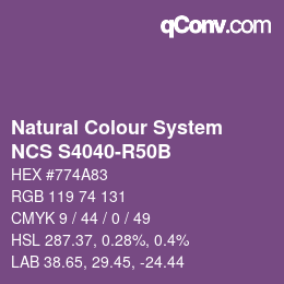 Color code: Natural Colour System<br>NCS S4040-R50B - Lila | qconv.com