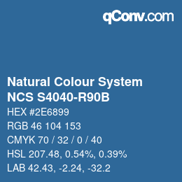 カラーコード: Natural Colour System<br>NCS S4040-R90B - Blau | qconv.com