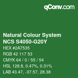 Farbcode: Natural Colour System<br>NCS S4050-G20Y - Grün | qconv.com