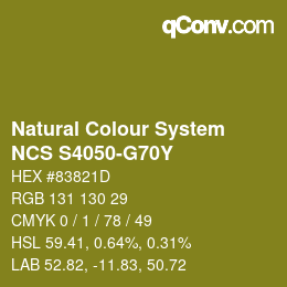 Color code: Natural Colour System<br>NCS S4050-G70Y - Grün | qconv.com