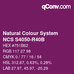 Color code: Natural Colour System<br>NCS S4050-R40B - Violett | qconv.com