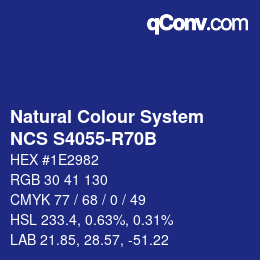 カラーコード: Natural Colour System<br>NCS S4055-R70B - Blau | qconv.com