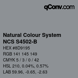 Color code: Natural Colour System<br>NCS S4502-B - Mausgrau | qconv.com