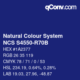 颜色代码: Natural Colour System<br>NCS S4550-R70B - Dunkelblau | qconv.com
