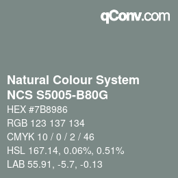 Color code: Natural Colour System<br>NCS S5005-B80G - Graugrün | qconv.com