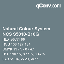 Color code: Natural Colour System<br>NCS S5010-B10G - Blaugrau | qconv.com