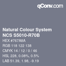 Código de color: Natural Colour System<br>NCS S5010-R70B - Blaugrau | qconv.com