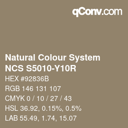 カラーコード: Natural Colour System<br>NCS S5010-Y10R - Braun | qconv.com