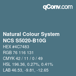 Color code: Natural Colour System<br>NCS S5020-B10G - Blau | qconv.com