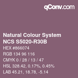 Color code: Natural Colour System<br>NCS S5020-R30B - Rotblau | qconv.com