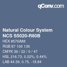 Color code: Natural Colour System<br>NCS S5020-R80B - Blau | qconv.com