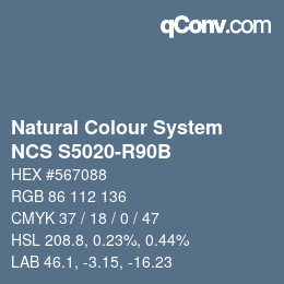 Código de color: Natural Colour System<br>NCS S5020-R90B - Blau | qconv.com