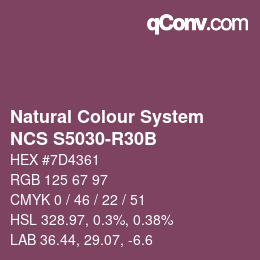 颜色代码: Natural Colour System<br>NCS S5030-R30B - Violett | qconv.com