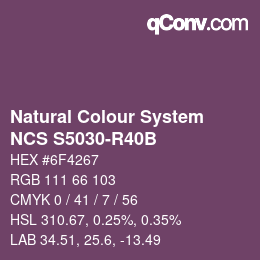 カラーコード: Natural Colour System<br>NCS S5030-R40B - Violett | qconv.com