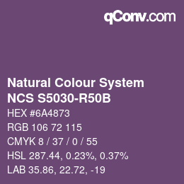 颜色代码: Natural Colour System<br>NCS S5030-R50B - Violett | qconv.com