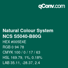 Farbcode: Natural Colour System<br>NCS S5040-B80G - Dunkelgrün | qconv.com