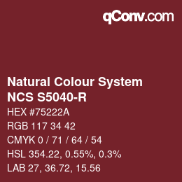 カラーコード: Natural Colour System<br>NCS S5040-R - Dunkelrot | qconv.com