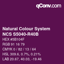 カラーコード: Natural Colour System<br>NCS S5040-R40B - Violett | qconv.com