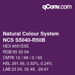 颜色代码: Natural Colour System<br>NCS S5040-R50B - Violett | qconv.com