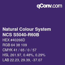 Color code: Natural Colour System<br>NCS S5040-R60B - Violettblau | qconv.com