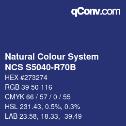 カラーコード: Natural Colour System<br>NCS S5040-R70B - Dunkelblau | qconv.com