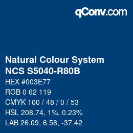 カラーコード: Natural Colour System<br>NCS S5040-R80B - Dunkelblau | qconv.com