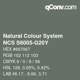 Farbcode: Natural Colour System<br>NCS S6005-G20Y - Dunkelgrau | qconv.com