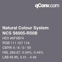 カラーコード: Natural Colour System<br>NCS S6005-R50B - Grau | qconv.com