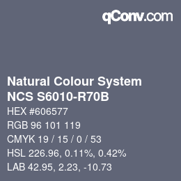 Color code: Natural Colour System<br>NCS S6010-R70B - Blaugrau | qconv.com