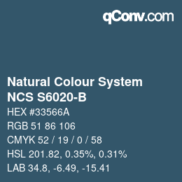 颜色代码: Natural Colour System<br>NCS S6020-B - Dunkelblau | qconv.com
