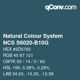 カラーコード: Natural Colour System<br>NCS S6020-B10G - Dunkelblau | qconv.com
