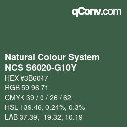 Color code: Natural Colour System<br>NCS S6020-G10Y - Dunkelgrün | qconv.com