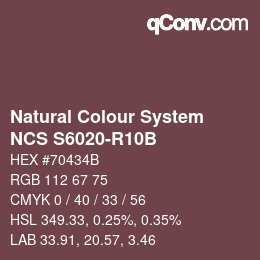 颜色代码: Natural Colour System<br>NCS S6020-R10B - Violett | qconv.com