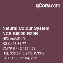 Color code: Natural Colour System<br>NCS S6020-R20B - Violett | qconv.com
