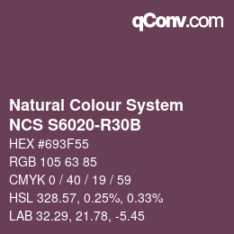 Color code: Natural Colour System<br>NCS S6020-R30B - Violett | qconv.com