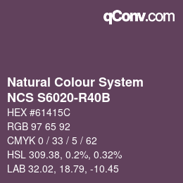 Color code: Natural Colour System<br>NCS S6020-R40B - Dunkelviolett | qconv.com