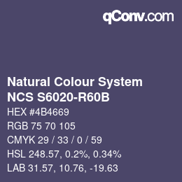 Farbcode: Natural Colour System<br>NCS S6020-R60B - Dunkelviolett | qconv.com