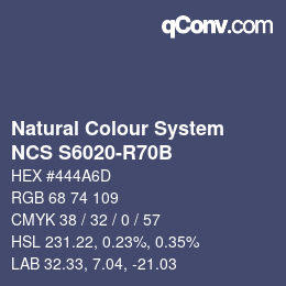Farbcode: Natural Colour System<br>NCS S6020-R70B - Dunkelblau | qconv.com